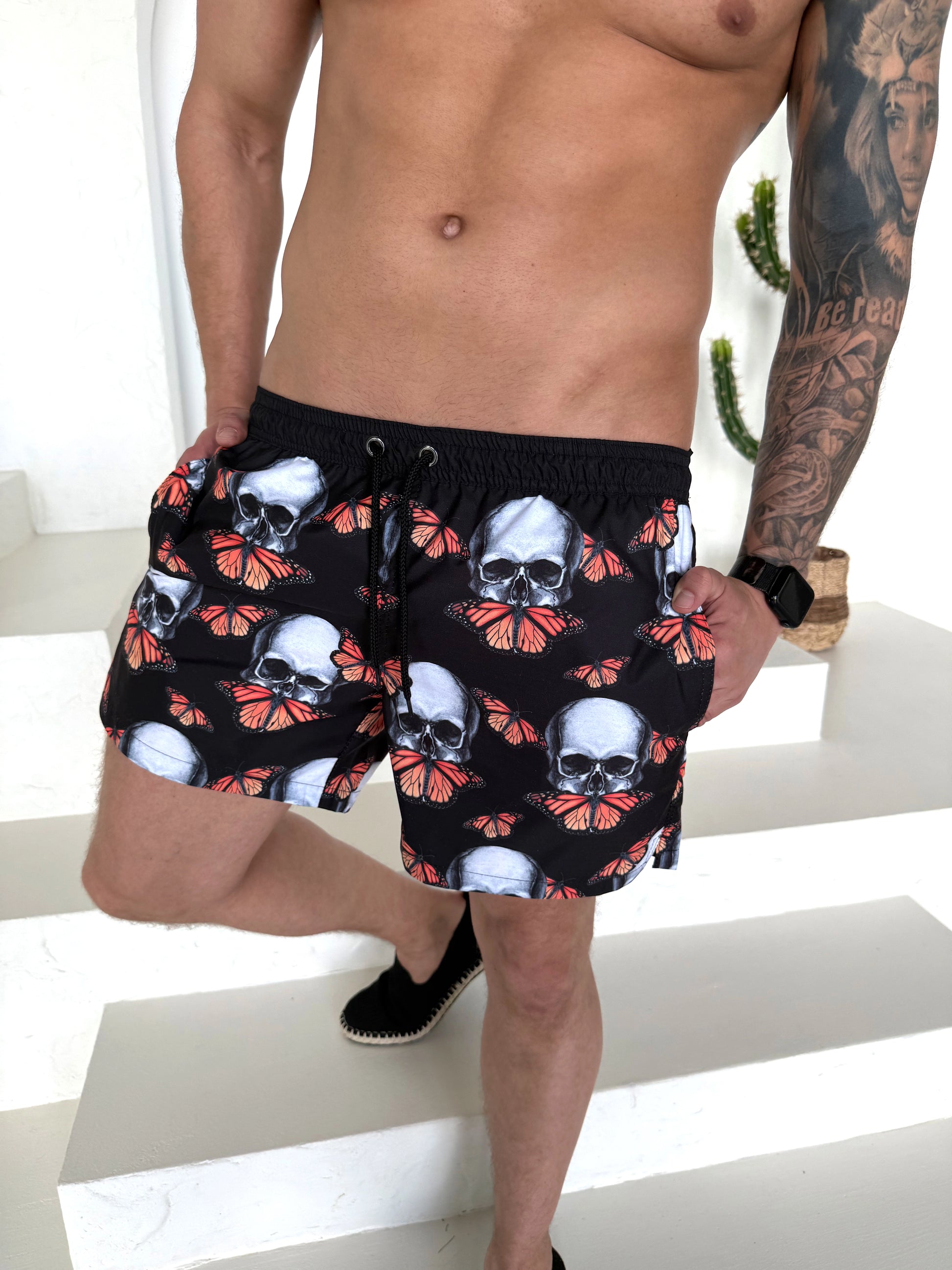 Men’s Beach Set Skull Butterflies – Black