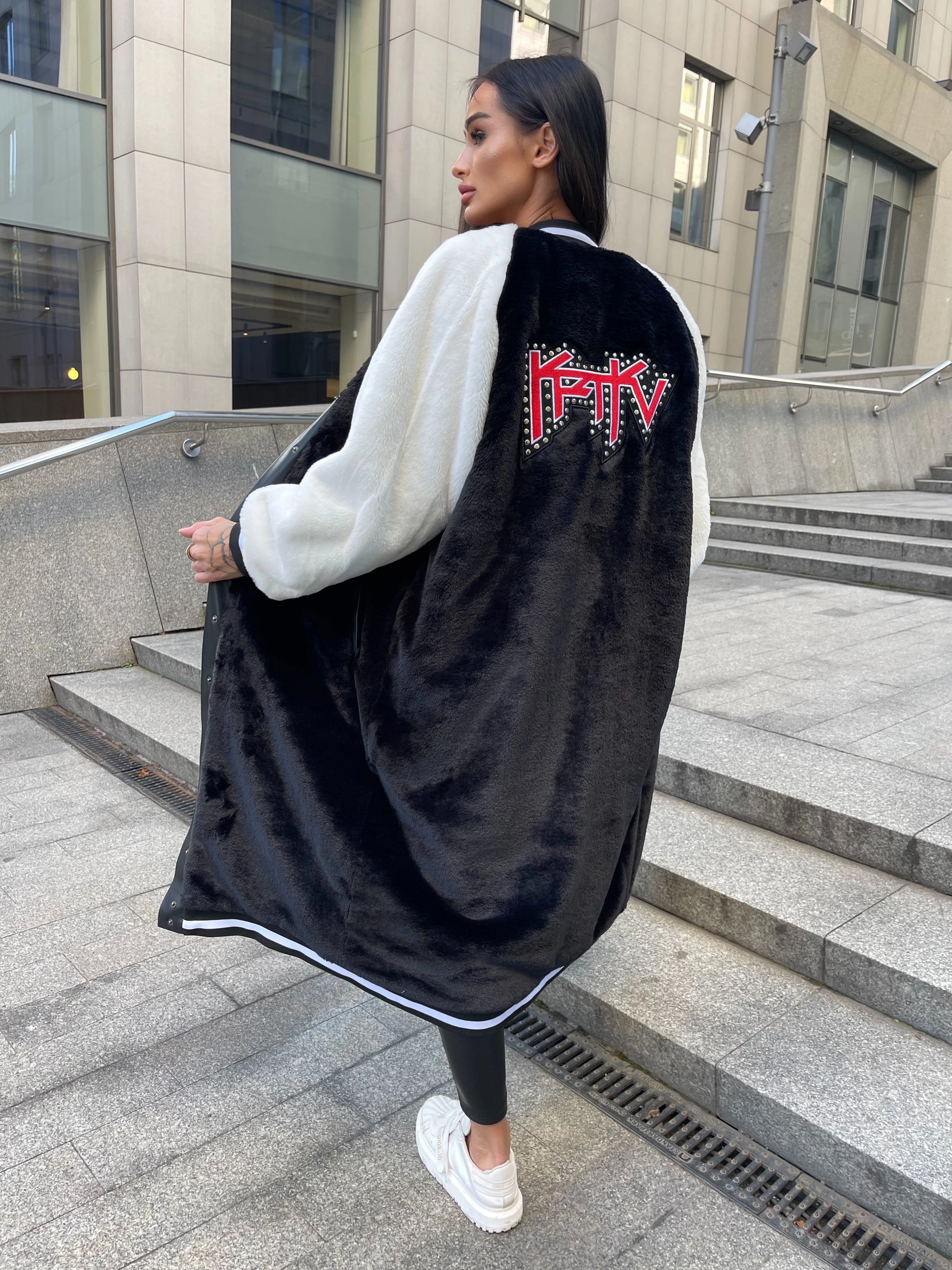 WOMEN’S SPORT-CHIC ECO FUR COAT IMPREZA — BLACK/WHITE