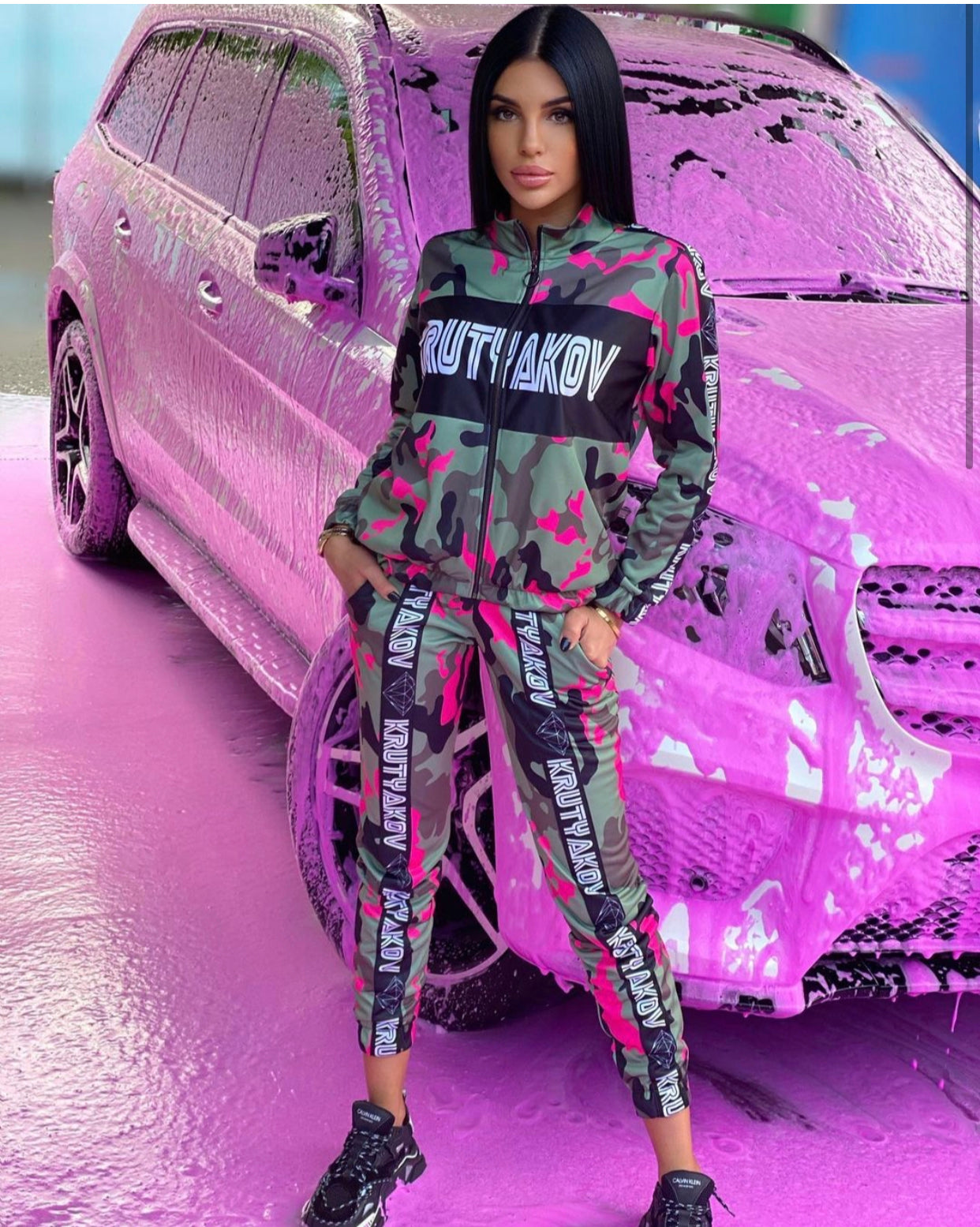 Women’s Printed Tracksuit – Camouflage Diamond