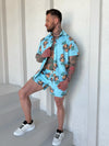 Men’s Beach Set Pineapple Skulls – Sky Blue
