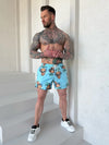 Men’s Swimshorts Pineapple Skulls – Light Blue
