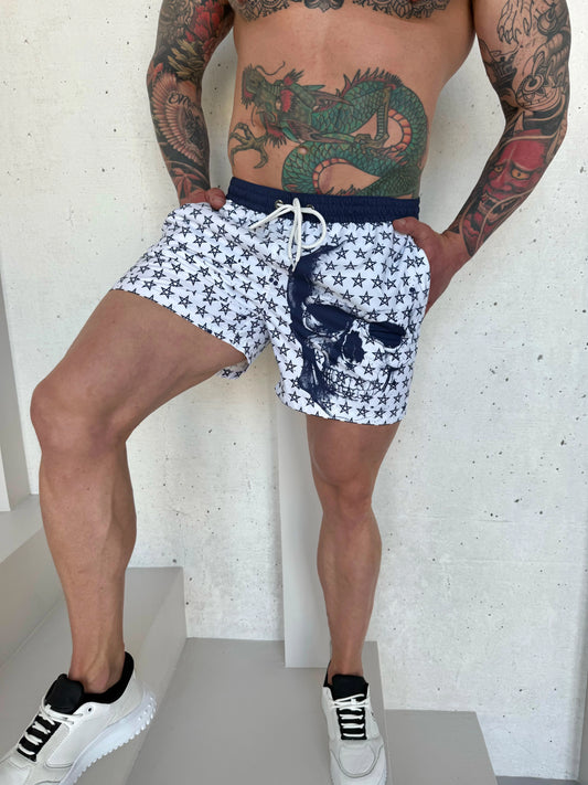 Men’s Swimshorts Skull Stars – White