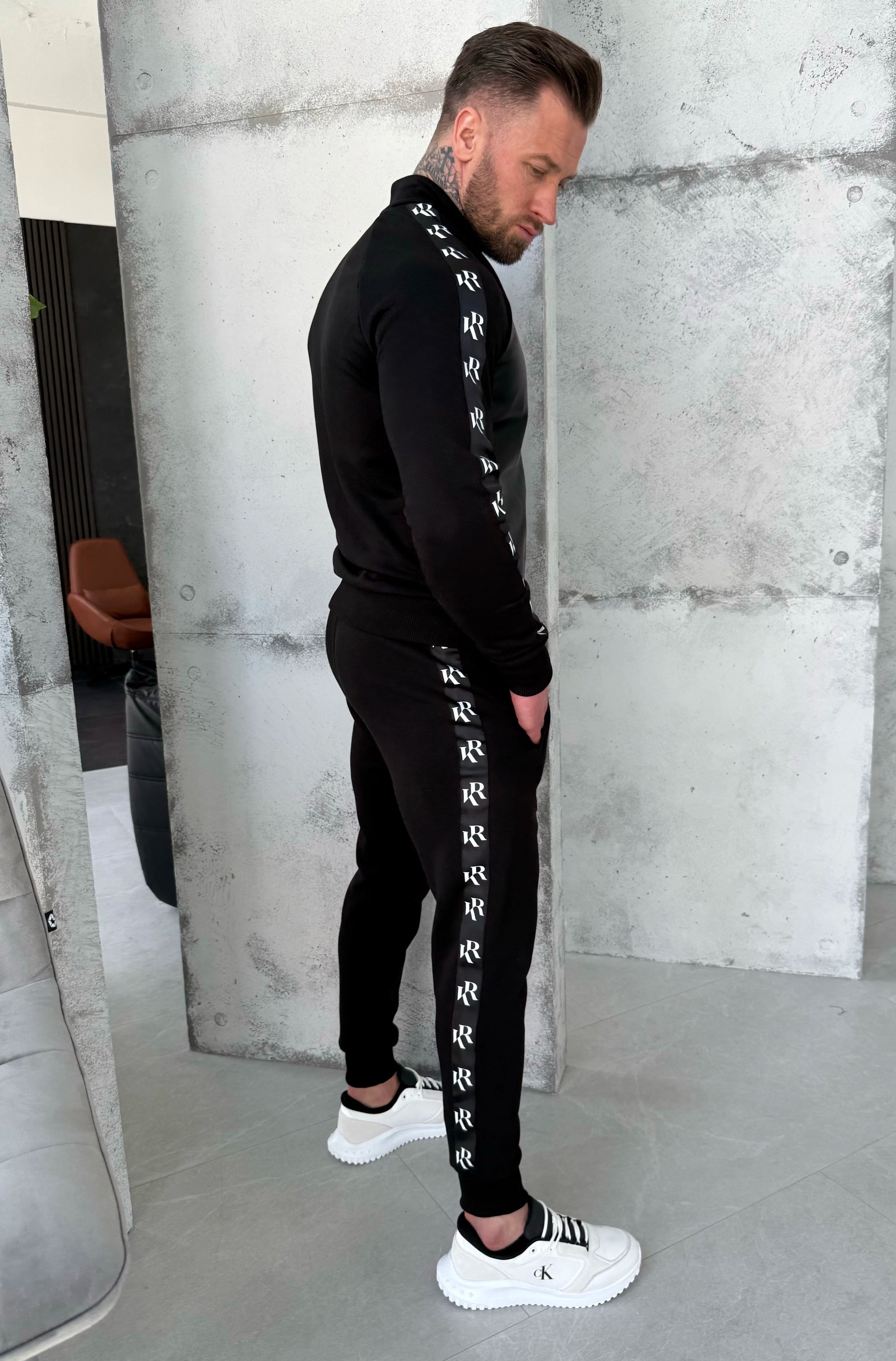 Men’s Tracksuit Howard – Black Faux Leather Panel