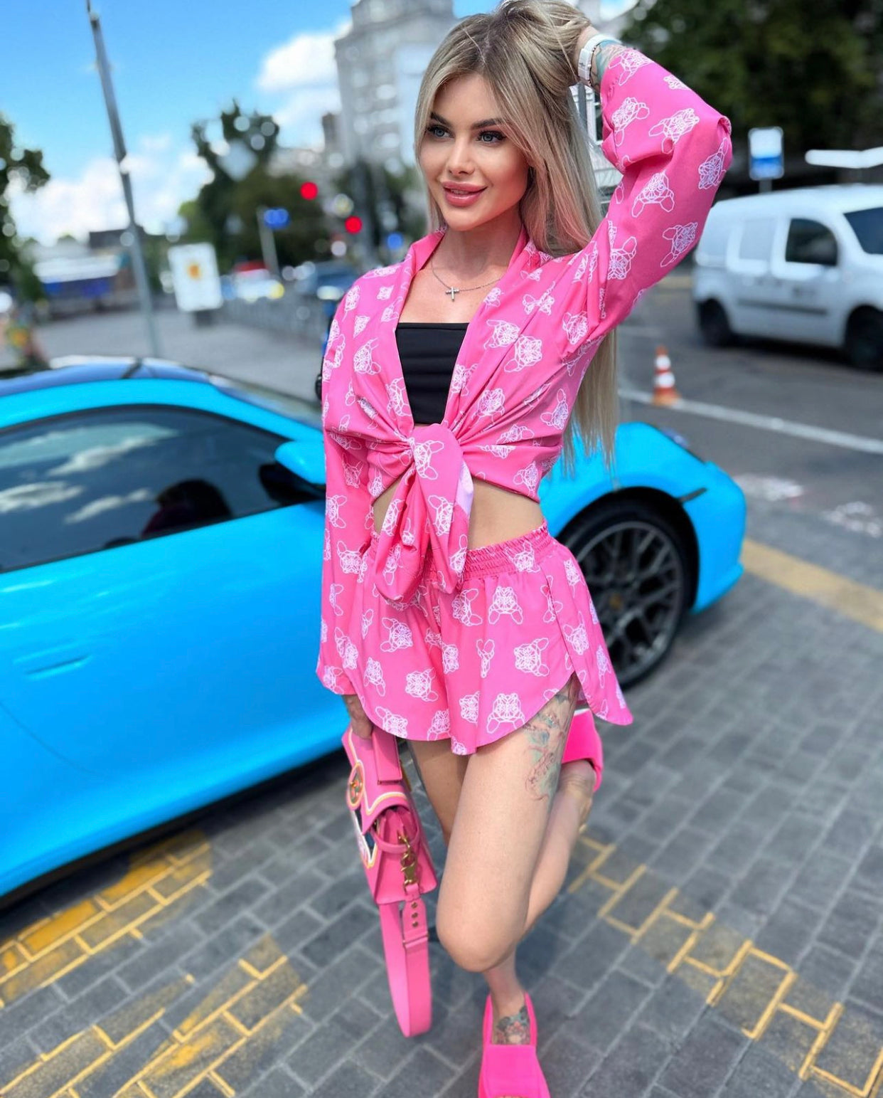 Women’s Summer Set Silva Oversize Shirt & Shorts Pink