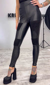 WOMEN’S FAUX LEATHER LEGGINGS KRISTI — BLACK