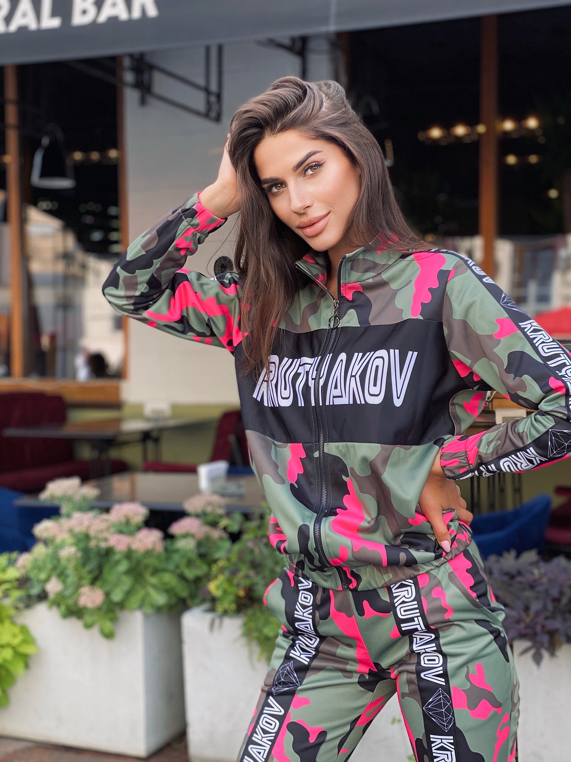 Women’s Printed Tracksuit – Camouflage Diamond