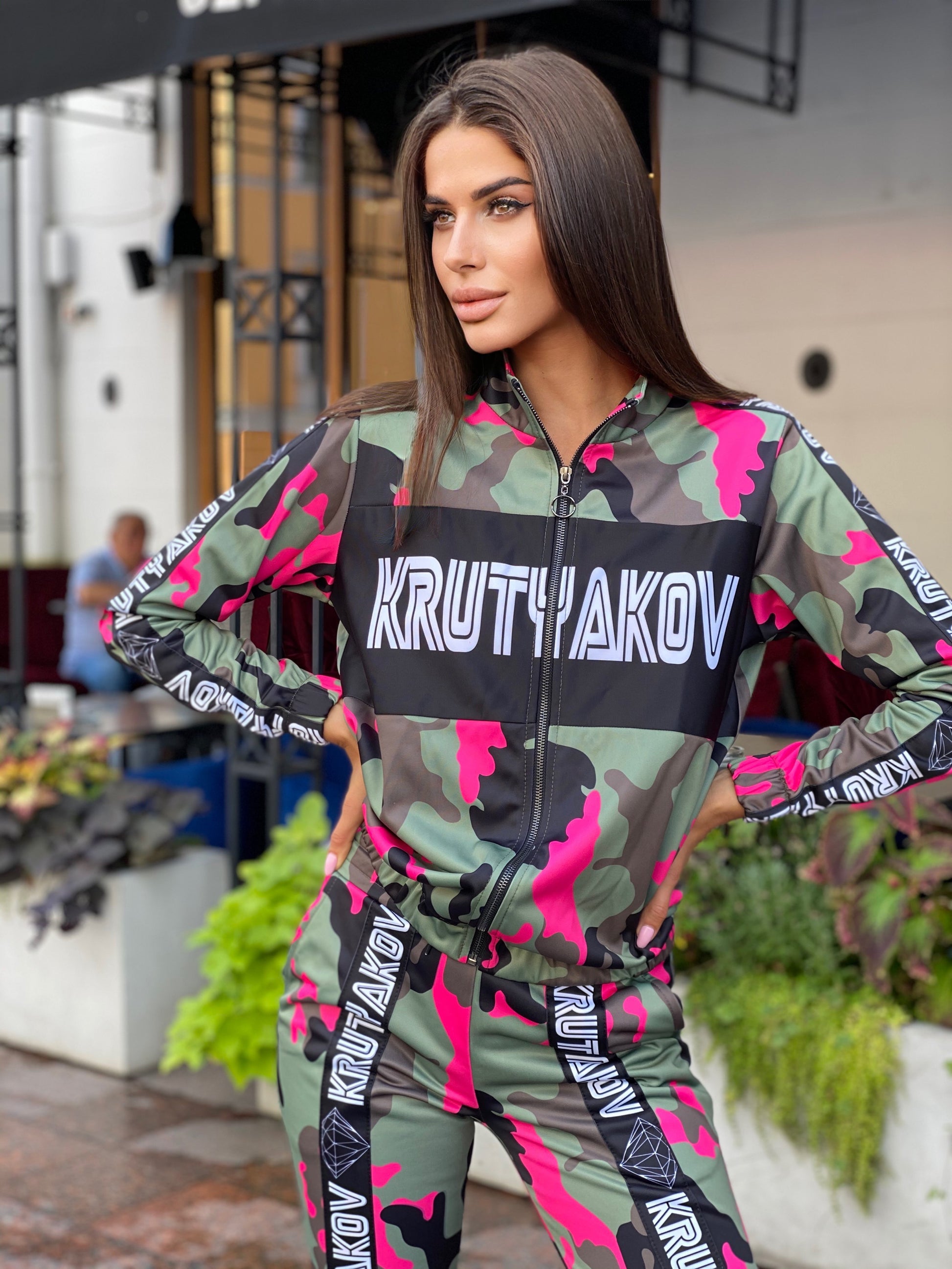 Women’s Printed Tracksuit – Camouflage Diamond