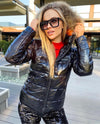 Women’s Winter Puffer Jacket – Gloss Black