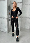 Women’s Black Lace-Up Corset Tracksuit — Lacy Long