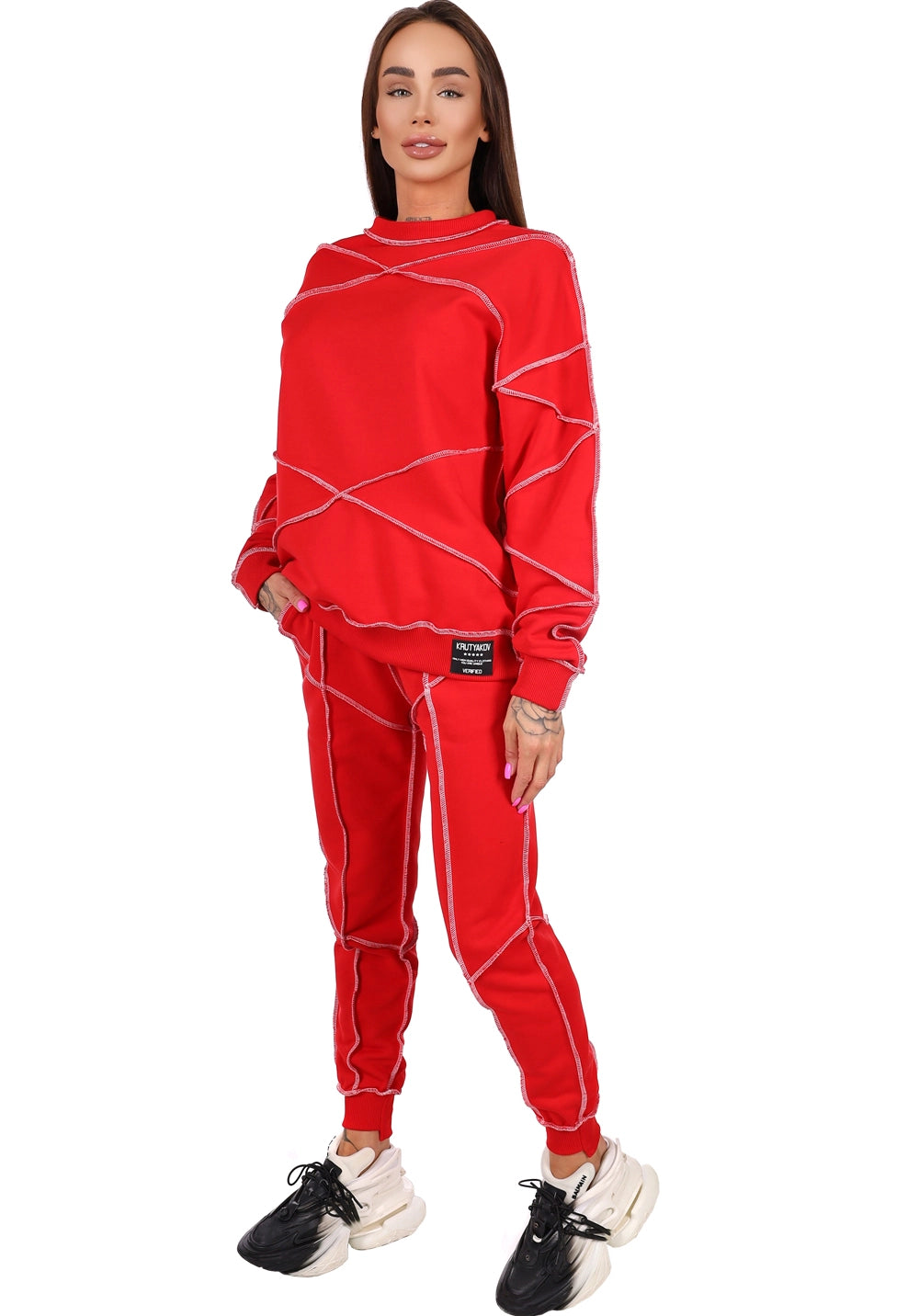Women’s Reverse Seam Tracksuit – Inva Red