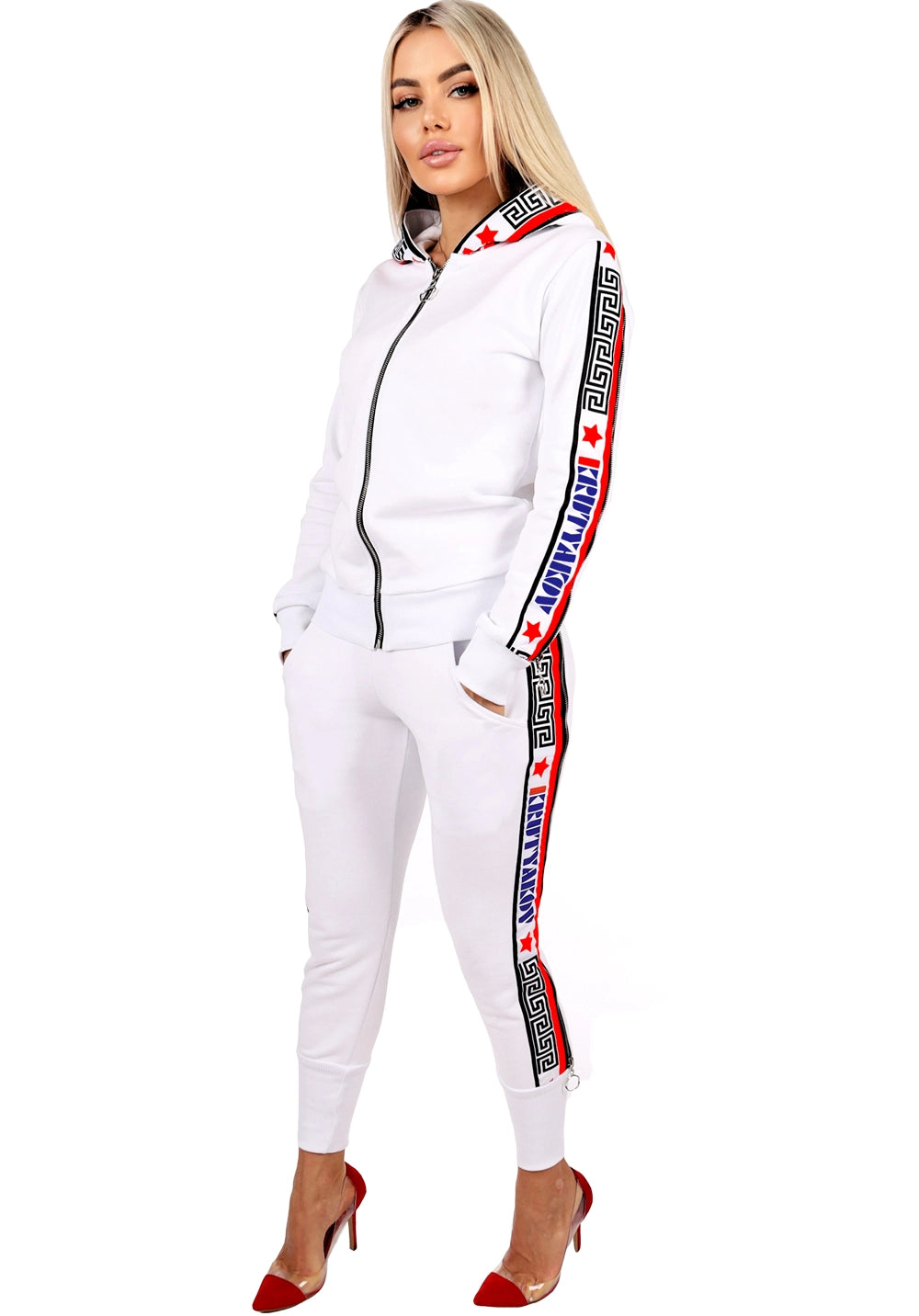 Women’s Cotton Zip-Detail Tracksuit – Istra White