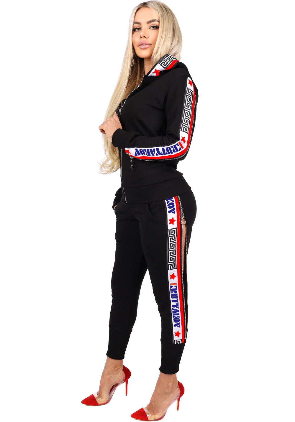 Women’s Cotton Zip-Detail Tracksuit – Istra Black