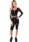 Women’s Set Infinity Mesh & Leather-Panel Black