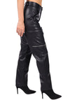 Women’s Eco-Leather Cargo Trousers Kim — Black