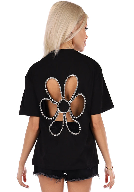 Women’s T-Shirt Kvitka Crystal-Embellished Black