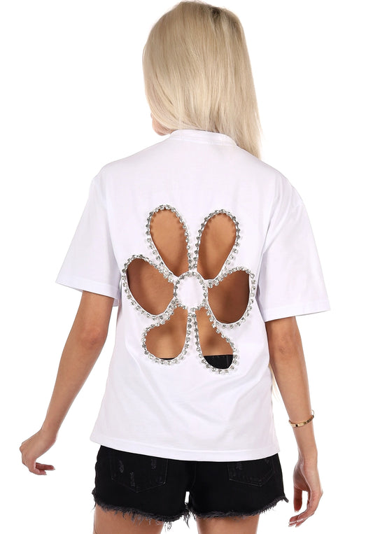 Women’s T-Shirt Kvitka Crystal-Embellished White