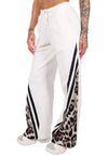 Women’s Leonia Wide-Leg Trousers Leopard Panel — White