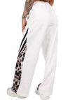 Women’s Leonia Wide-Leg Trousers Leopard Panel — White