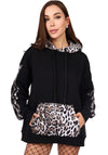 Women’s Hoodie Leonia — Black Leopard Trim
