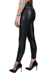 WOMEN’S STUDDED FAUX LEATHER LEGGINGS LERIA — BLACK