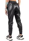 Women’s Faux-Leather Joggers Lessi Black