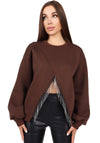 Women’s Sweatshirt — Lina Crystal Fringe Brown