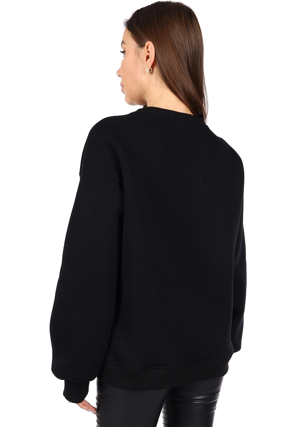 Women’s Sweatshirt — Lina Crystal Fringe Black