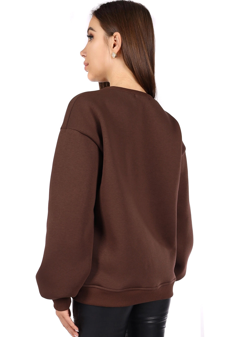 Women’s Sweatshirt — Lina Crystal Fringe Brown