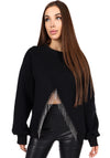 Women’s Sweatshirt — Lina Crystal Fringe Black