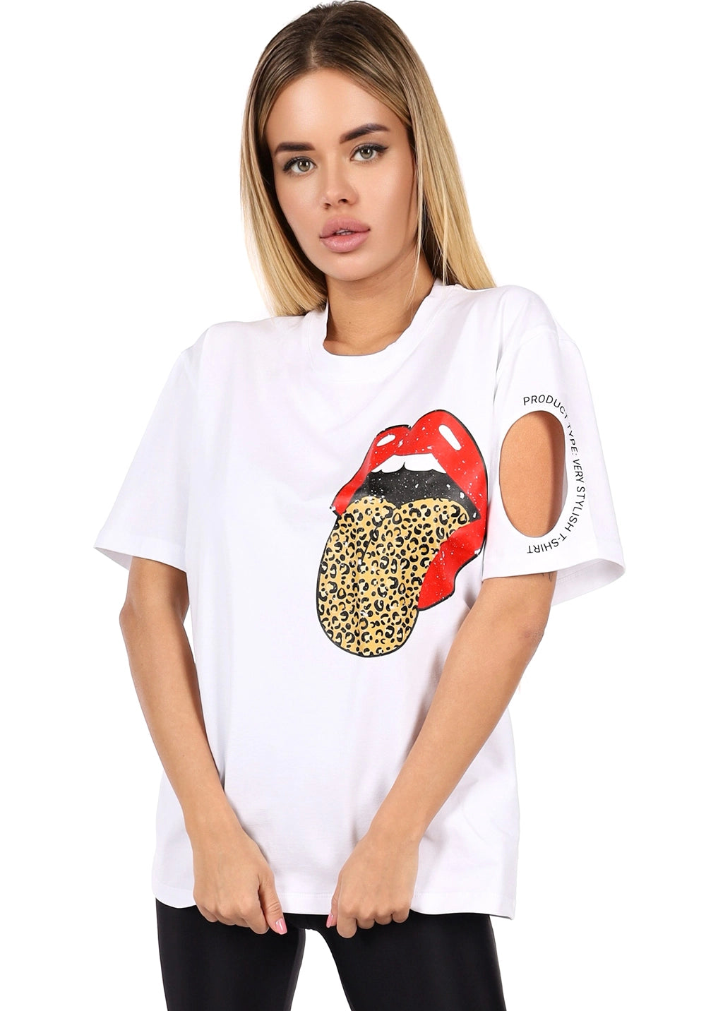Women’s T-Shirt Lips Leo White