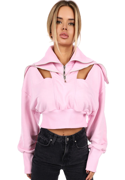 WOMEN’S CROP SWEATSHIRT LUCIA — PINK
