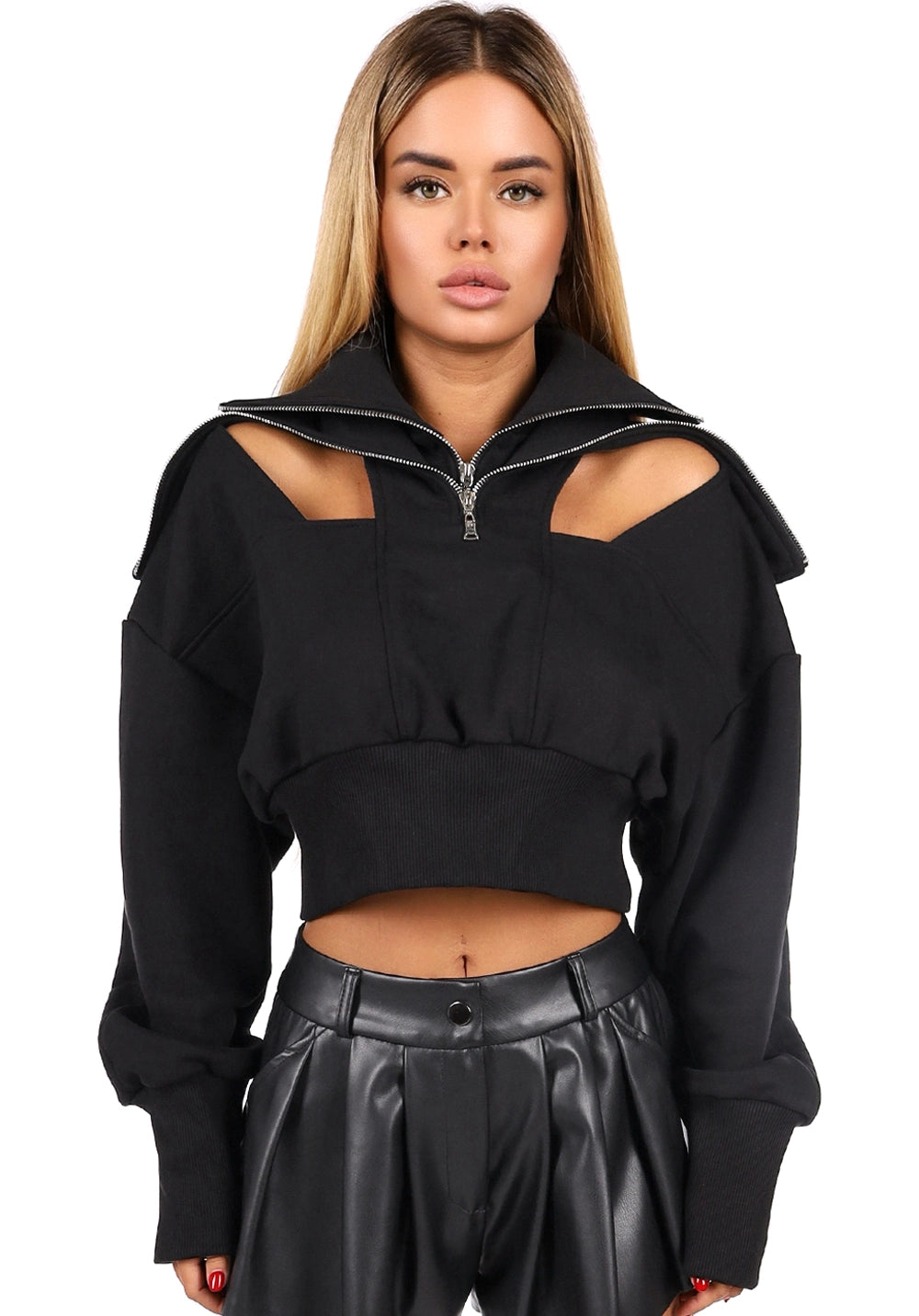 WOMEN’S CROP SWEATSHIRT LUCIA — BLACK