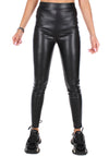 WOMEN’S BACK LACE-UP FAUX LEATHER LEGGINGS LINDA — BLACK