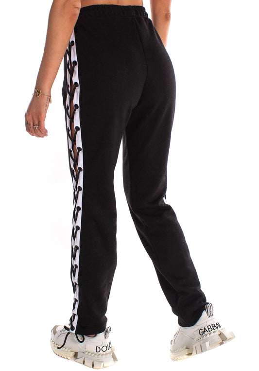 Women’s Lace-Side Trousers Marca Black-White