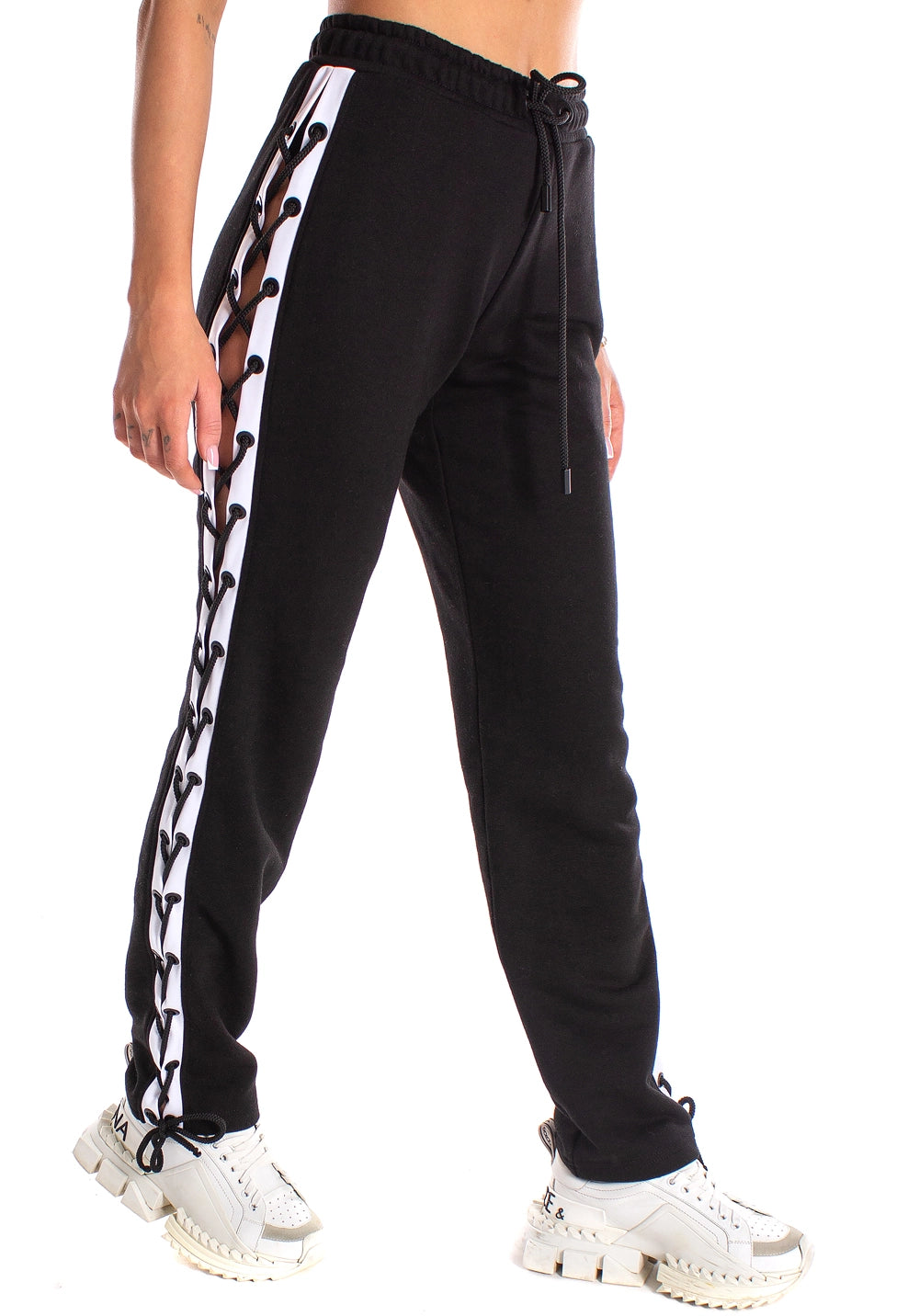 Women’s Lace-Side Trousers Marca Black-White
