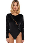 Women’s Bodysuit Maya Velour Lace-Up Black