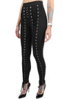 WOMEN’S FULL LACE-UP KNIT LEGGINGS MIRANDA — BLACK