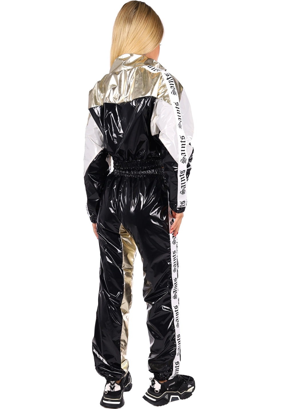 Women’s Shiny PVC Tracksuit – MNKLLY Gold