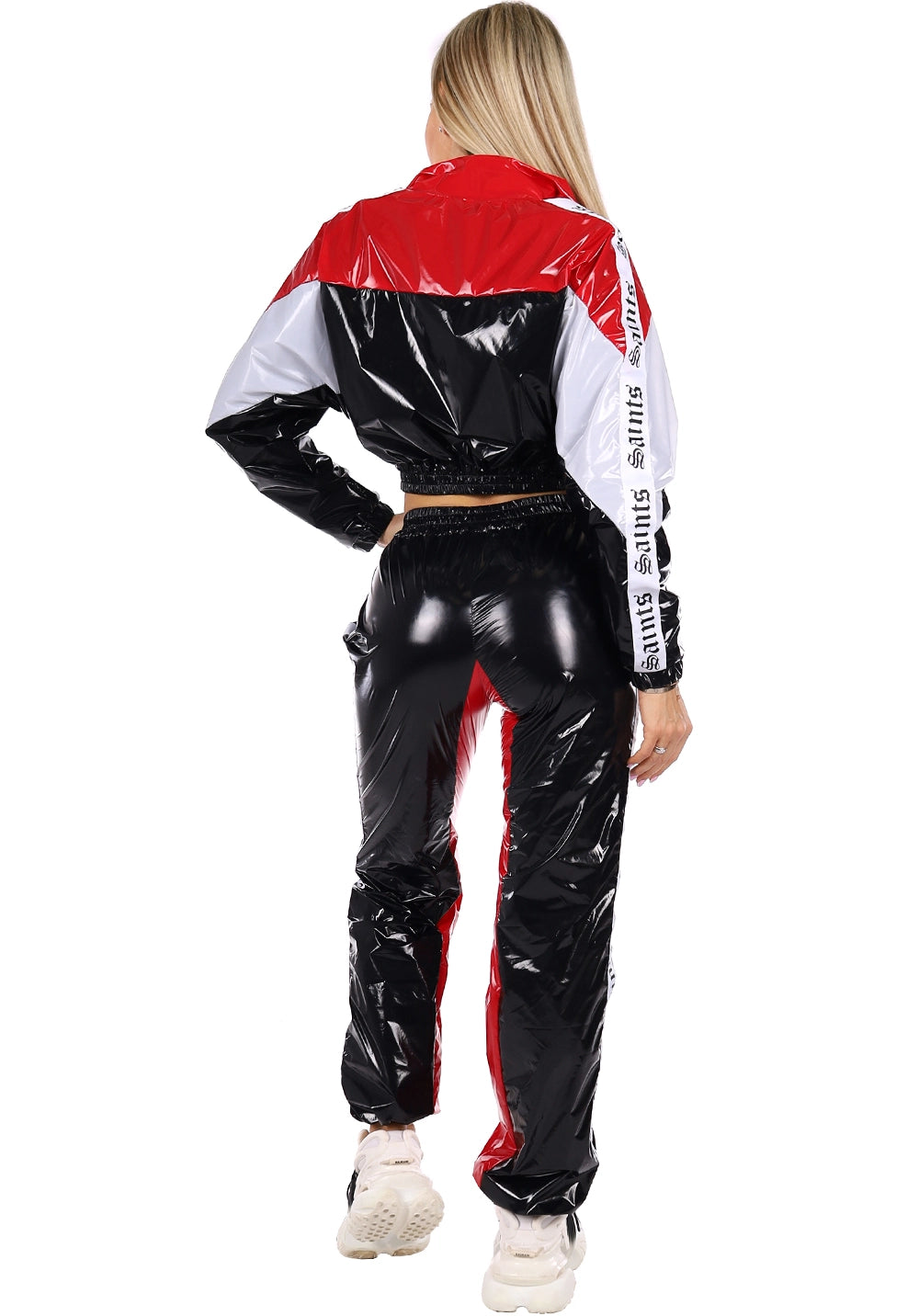 Women’s Shiny PVC Tracksuit – MNKLLY Red