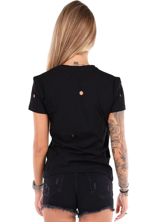 Women’s Cut-Out Print T-Shirt No Stress Black