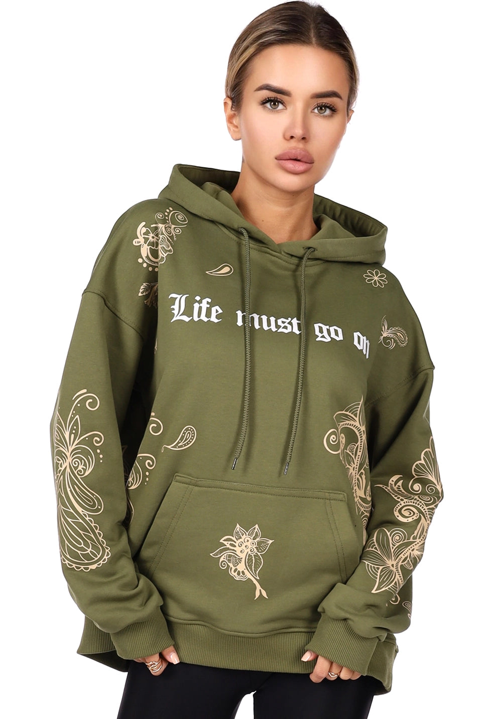 Women’s Hoodie Patterns LMGO — Khaki Print