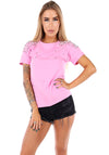 Women’s Pearl Embellished T-Shirt Pearls Pink