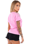 Women’s Pearl Embellished T-Shirt Pearls Pink