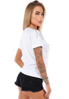 Women’s Pearl Embellished T-Shirt Pearls White