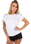 Women’s Pearl Embellished T-Shirt Pearls White