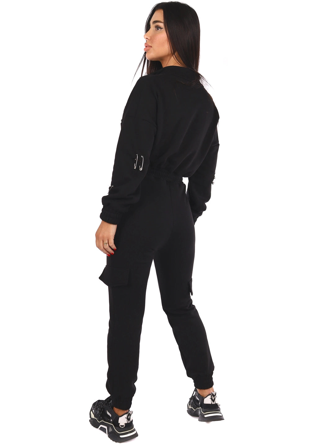 Women’s Cut-Out Jumpsuit Pins Black