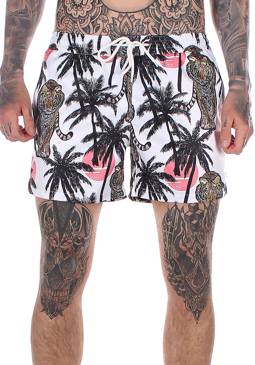 Men’s Swimshorts Palm Tigers – White