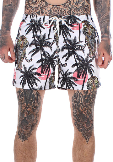 Men’s Swimshorts Palm Tigers – White