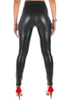 WOMEN’S MESH CRISS-CROSS FAUX LEATHER LEGGINGS PLEXUS — BLACK