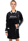 Women’s Queens Velour Bomber & Dress Set Black